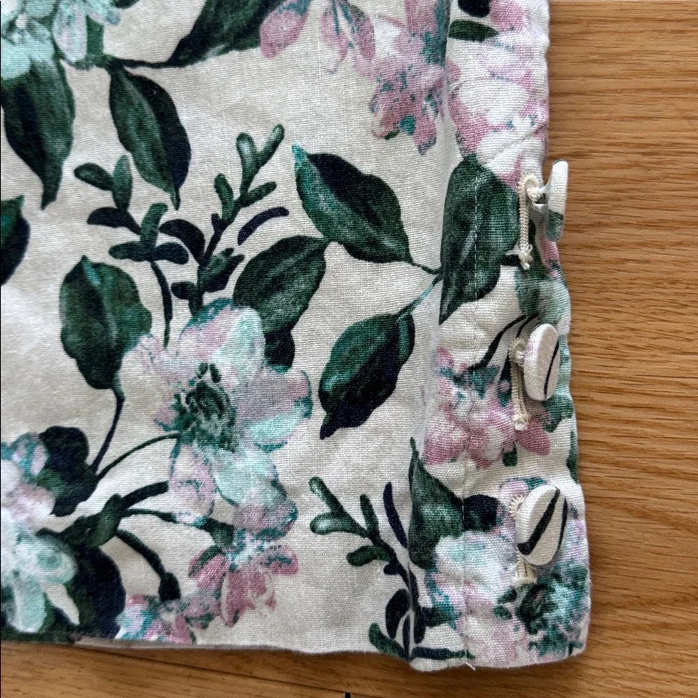 J.Jill Linen Stretch Fresh Spring Floral Cropped 3 Button Ankle Side Zip Pant M